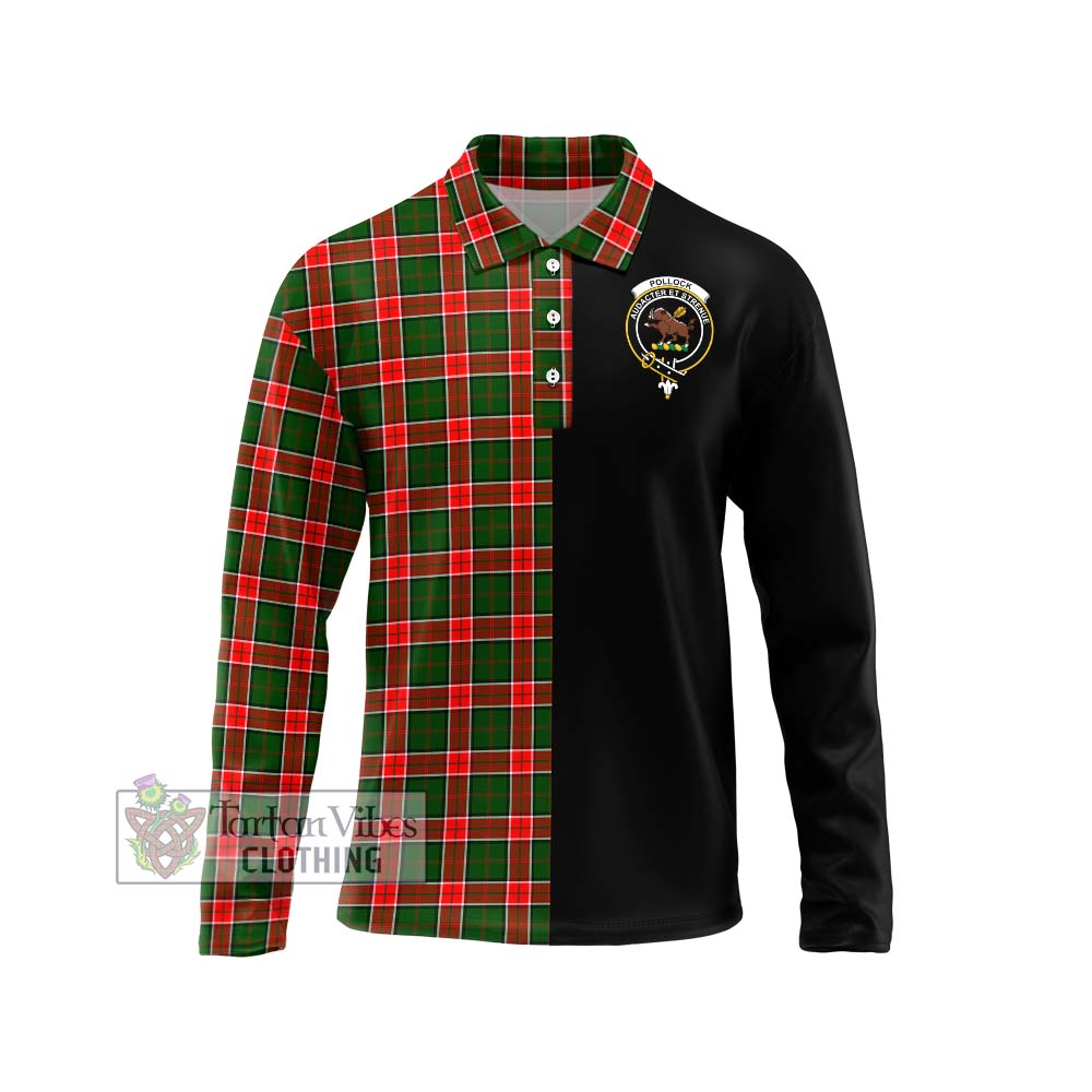 Tartan Vibes Clothing Pollock Modern Tartan Long Sleeve Polo Shirt with Family Crest and Half Of Me Style