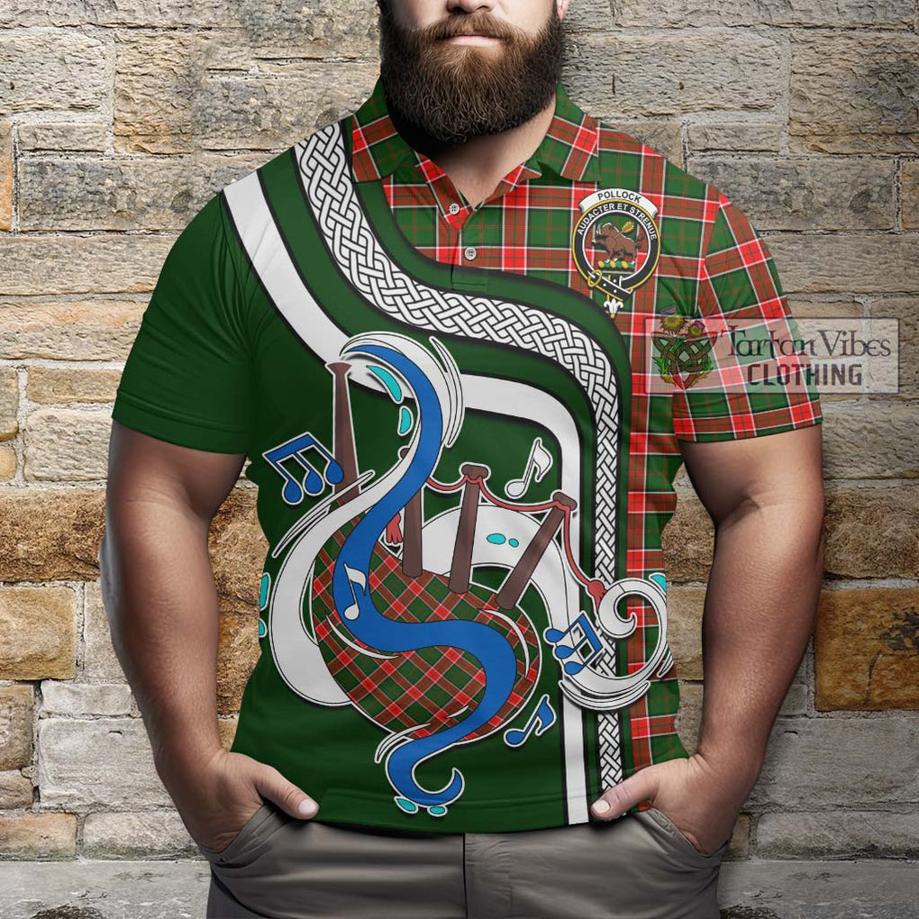 Tartan Vibes Clothing Pollock Modern Tartan Polo Shirt with Epic Bagpipe Style