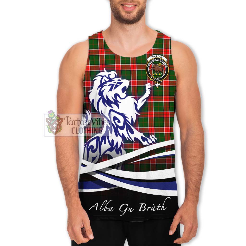 Tartan Vibes Clothing Pollock Modern Tartan Men's Tank Top with Alba Gu Brath Regal Lion Emblem