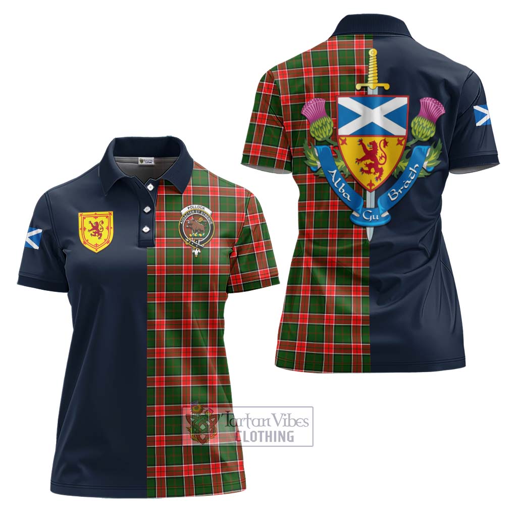 Tartan Vibes Clothing Pollock Modern Tartan Women's Polo Shirt with Scottish Lion Royal Arm Half Style