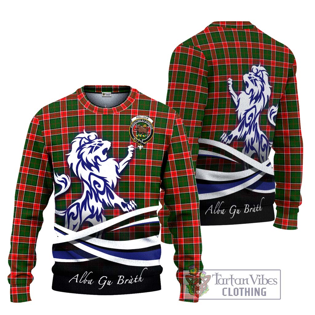 Tartan Vibes Clothing Pollock Modern Tartan Knitted Sweater with Alba Gu Brath Regal Lion Emblem