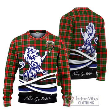 Pollock Tartan Knitted Sweater with Alba Gu Brath Regal Lion Emblem