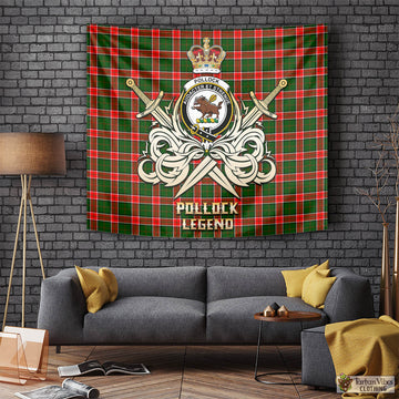 Pollock Modern Tartan Tapestry with Clan Crest and the Golden Sword of Courageous Legacy