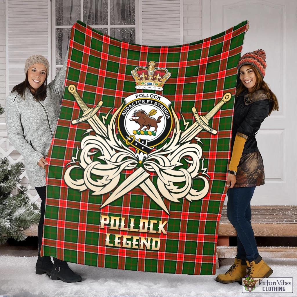 Tartan Vibes Clothing Pollock Modern Tartan Blanket with Clan Crest and the Golden Sword of Courageous Legacy