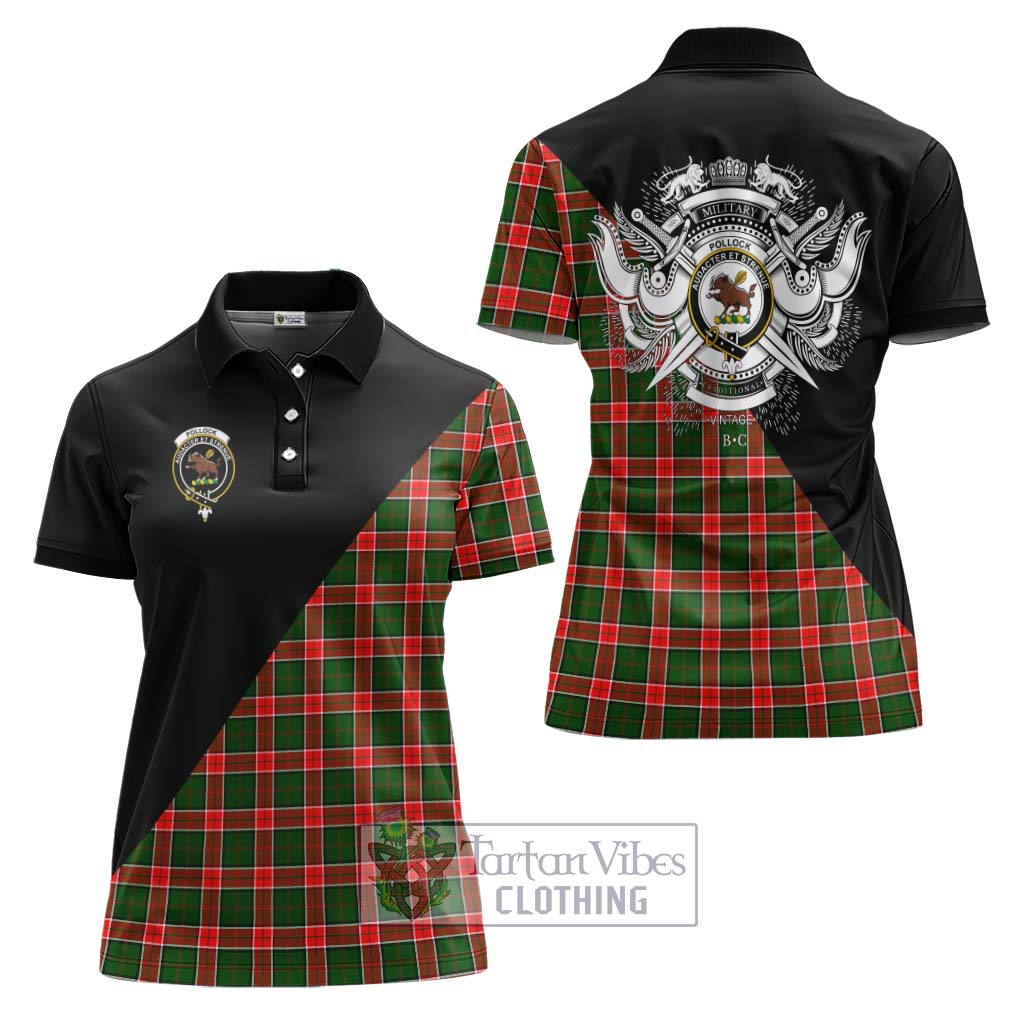 Tartan Vibes Clothing Pollock Modern Tartan Women's Polo Shirt with Family Crest and Military Logo Style