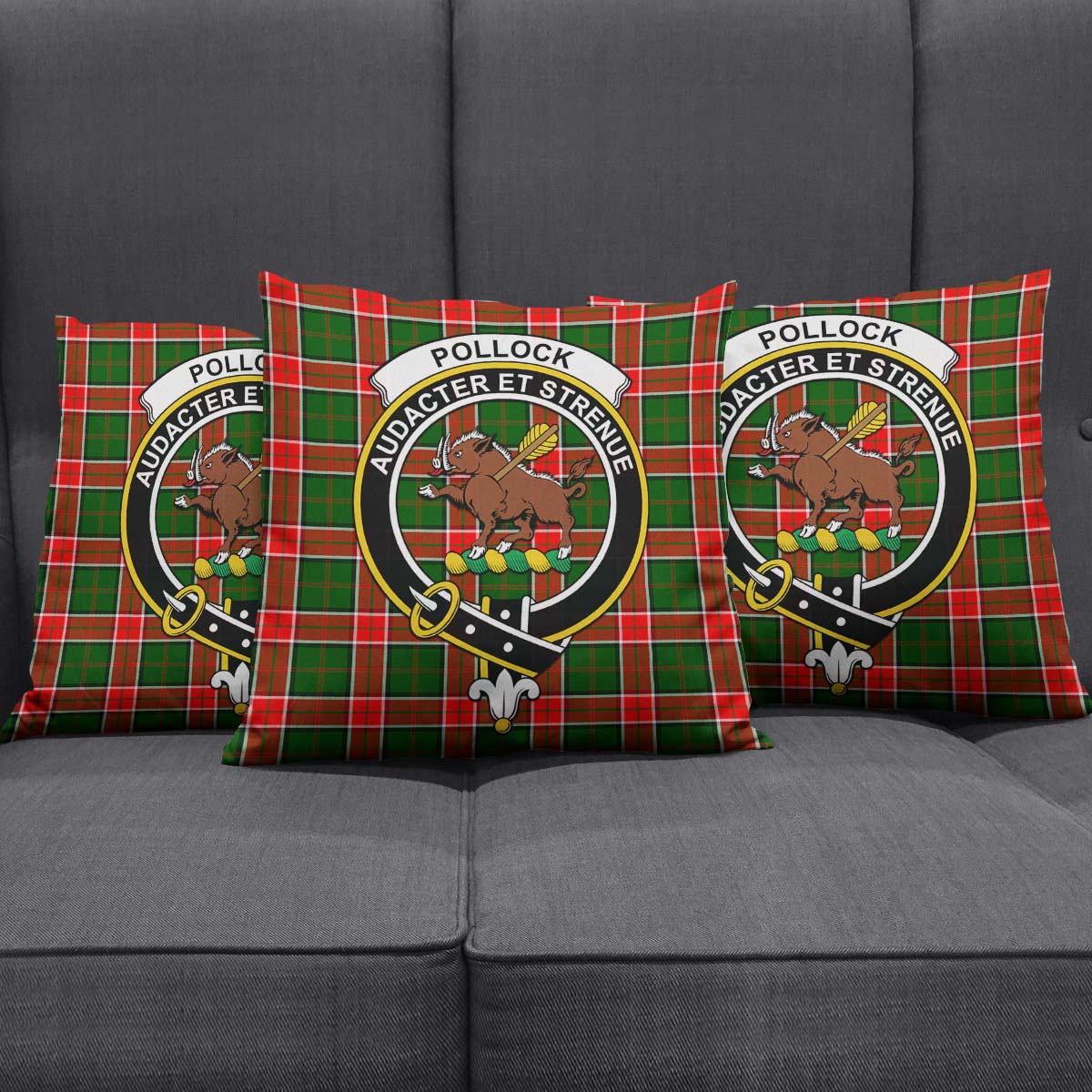 Pollock Modern Tartan Pillow Cover with Family Crest Square Pillow Cover - Tartanvibesclothing