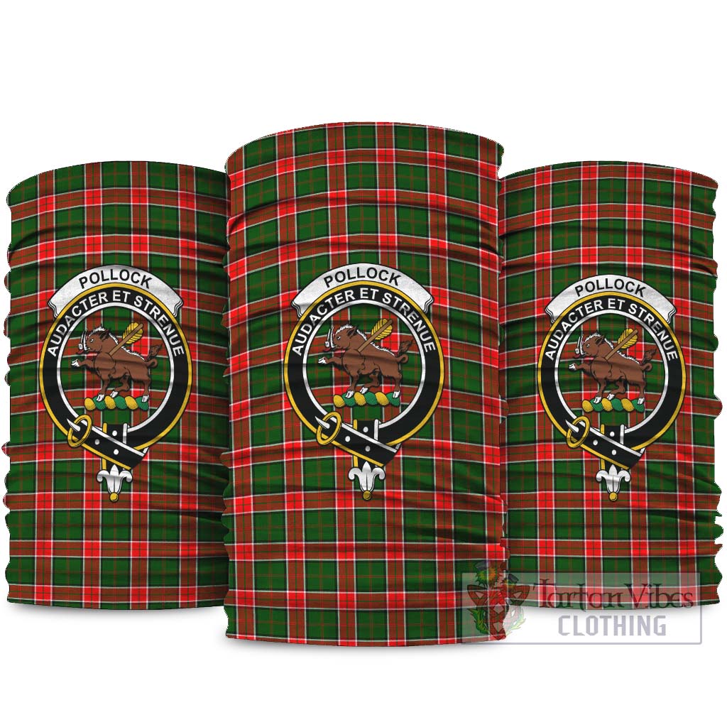 Pollock Modern Tartan Neck Gaiters, Tartan Bandanas, Tartan Head Band with Family Crest