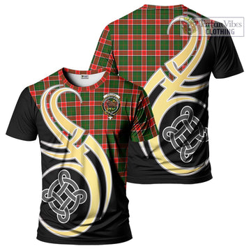 Pollock Modern Tartan T-Shirt with Family Crest and Celtic Symbol Style