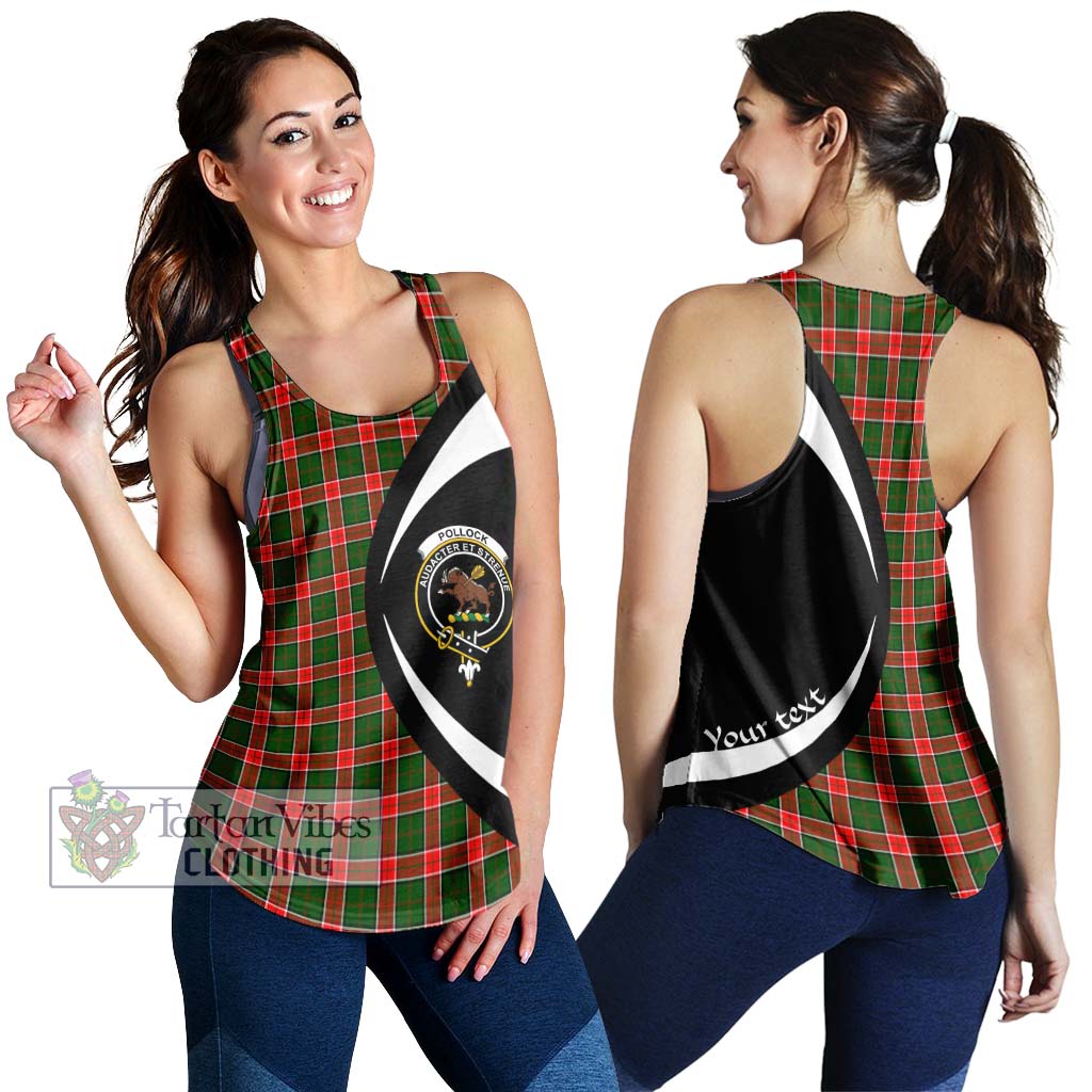 Pollock Tartan Women's Racerback Tanks with Family Crest Circle Style 4XL - Tartan Vibes Clothing