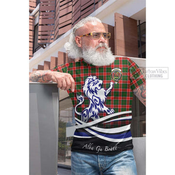 Pollock Tartan Cotton T-shirt with Alba Gu Brath Regal Lion Emblem