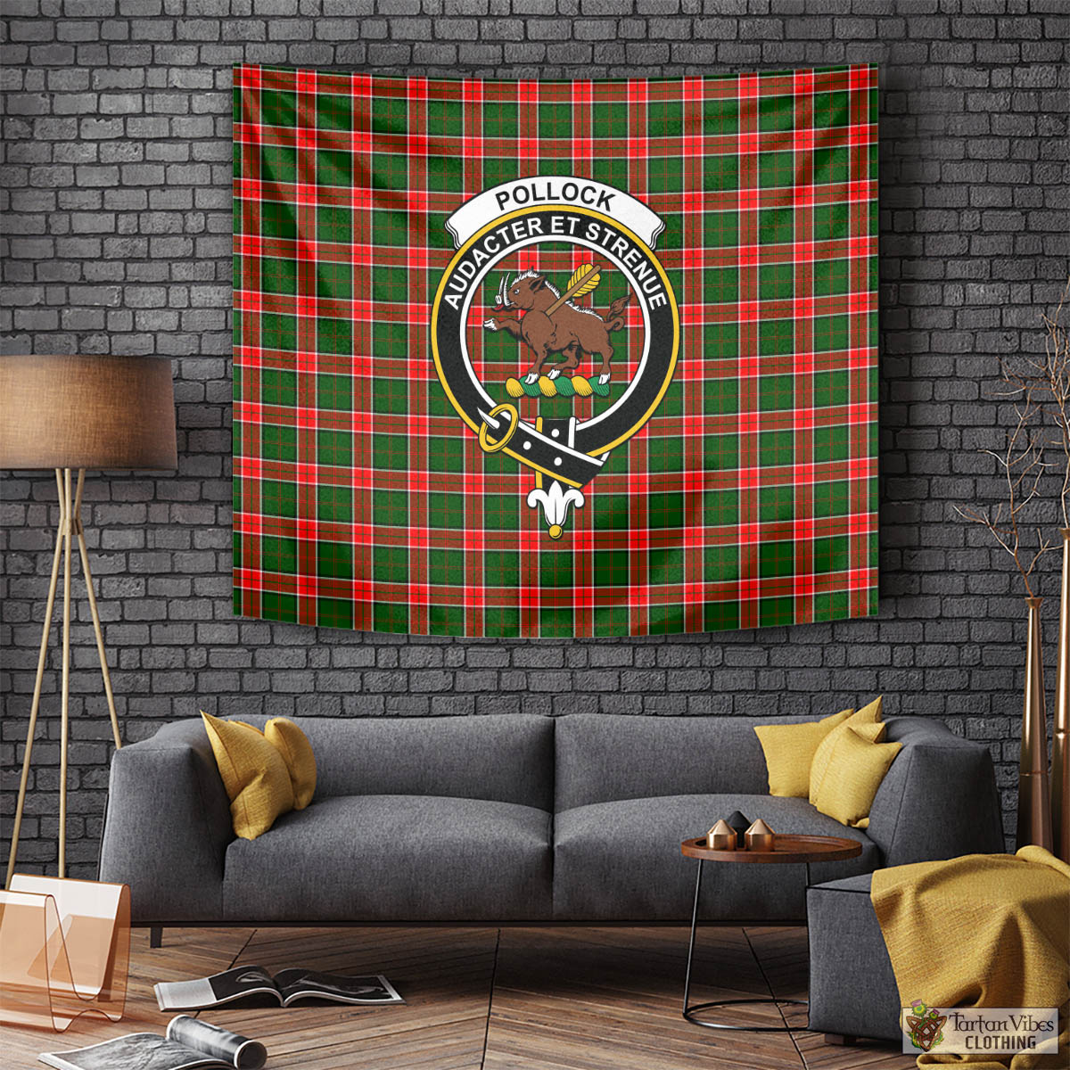Tartan Vibes Clothing Pollock Modern Tartan Tapestry Wall Hanging and Home Decor for Room with Family Crest
