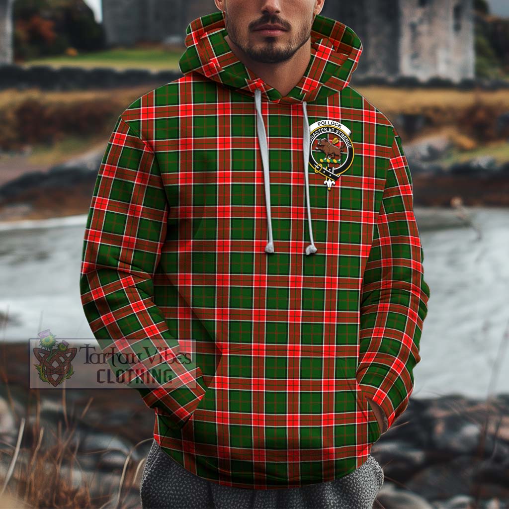 Tartan Vibes Clothing Pollock Modern Tartan Cotton Hoodie with Family Crest