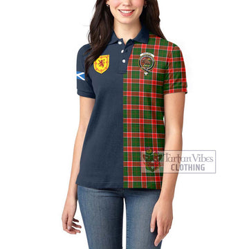 Pollock Tartan Women's Polo Shirt with Scottish Lion Royal Arm Half Style