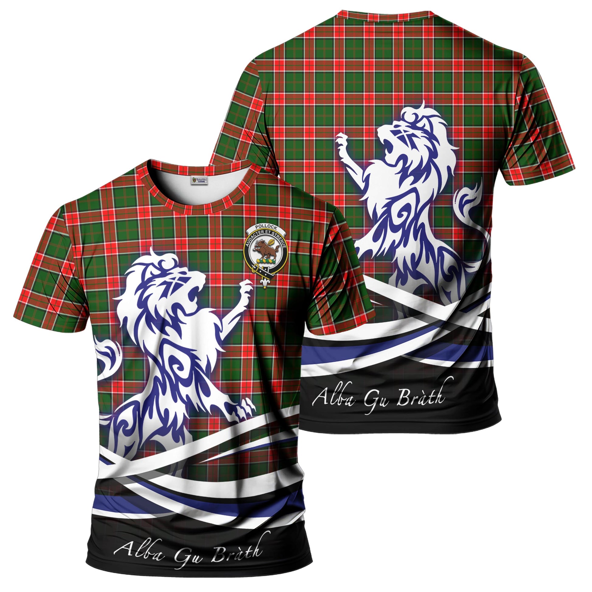 pollock-modern-tartan-t-shirt-with-alba-gu-brath-regal-lion-emblem