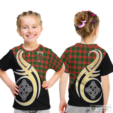 Pollock Tartan Kid T-Shirt with Family Crest and Celtic Symbol Style - Tartan Vibes Clothing