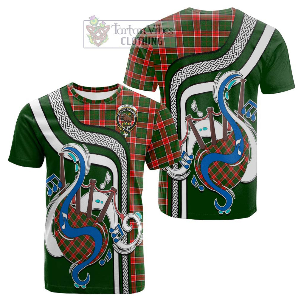 Tartan Vibes Clothing Pollock Modern Tartan Cotton T-shirt with Epic Bagpipe Style