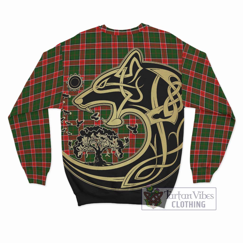 Tartan Vibes Clothing Pollock Modern Tartan Sweatshirt with Family Crest Celtic Wolf Style