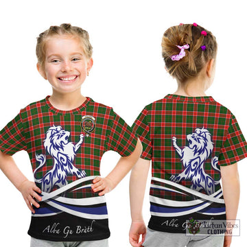 Pollock Tartan Kid T-Shirt with Alba Gu Brath Regal Lion Emblem