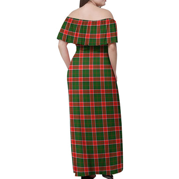 Pollock Modern Tartan Off Shoulder Long Dress