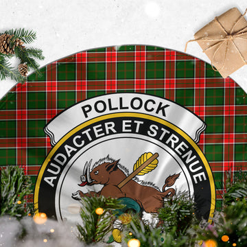 Pollock Tartan Christmas Tree Skirt with Family Crest