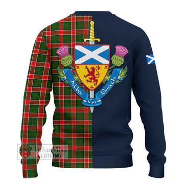 Pollock Tartan Knitted Sweater with Scottish Lion Royal Arm Half Style