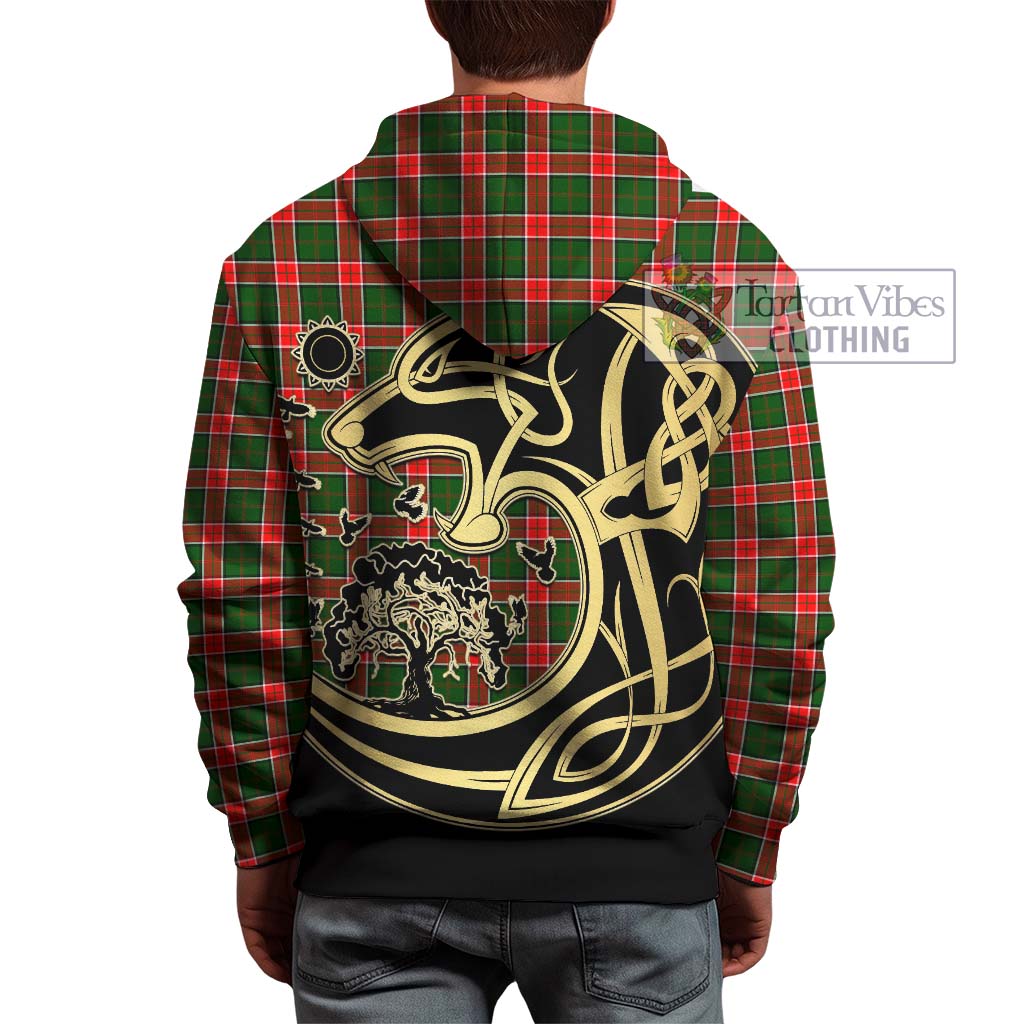 Tartan Vibes Clothing Pollock Modern Tartan Hoodie with Family Crest Celtic Wolf Style