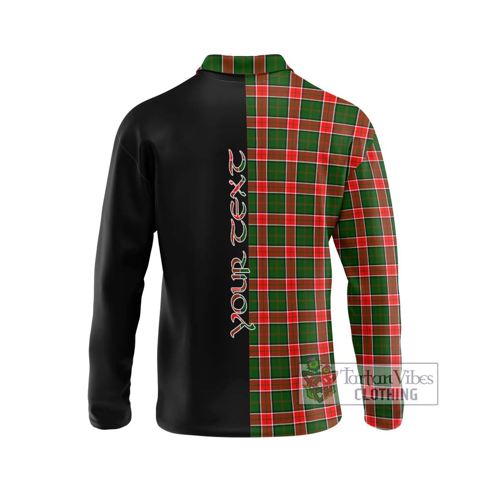 Tartan Vibes Clothing Pollock Modern Tartan Long Sleeve Polo Shirt with Family Crest and Half Of Me Style