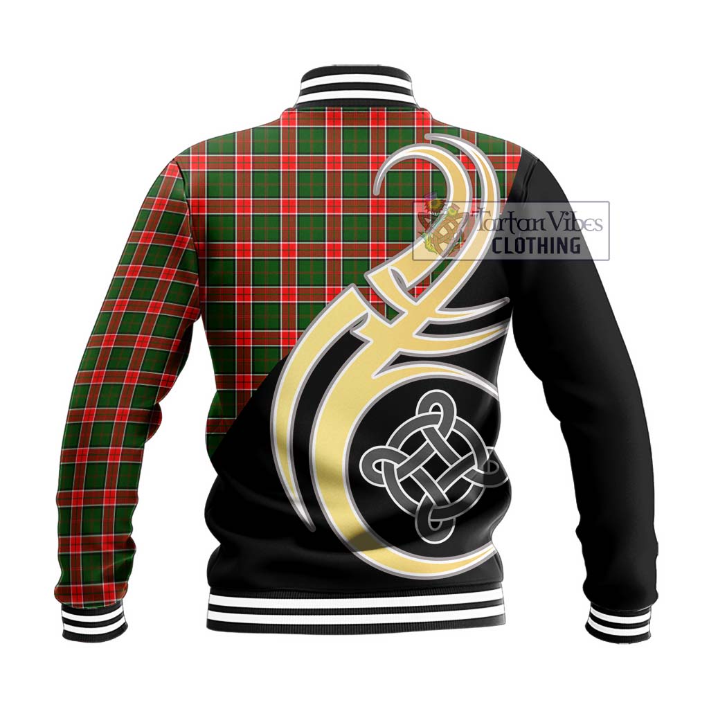 Pollock Tartan Baseball Jacket with Family Crest and Celtic Symbol Style - Tartan Vibes Clothing