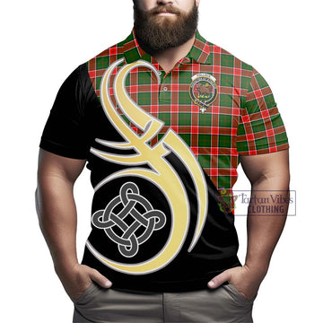Pollock Modern Tartan Polo Shirt with Family Crest and Celtic Symbol Style