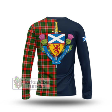 Pollock Tartan Long Sleeve T-Shirt with Scottish Lion Royal Arm Half Style