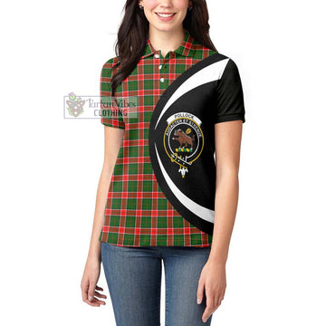 Pollock Modern Tartan Women's Polo Shirt with Family Crest Circle Style