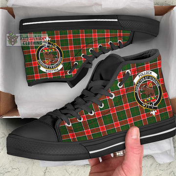 Pollock Modern Tartan High Top Shoes with Family Crest