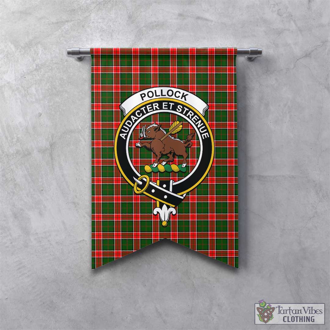 Pollock Tartan Gonfalon, Tartan Banner with Family Crest - Tartan Vibes Clothing