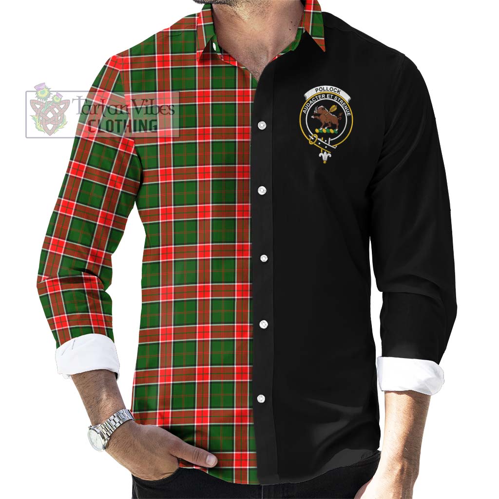 Tartan Vibes Clothing Pollock Modern Tartan Long Sleeve Button Shirt with Family Crest and Half Of Me Style