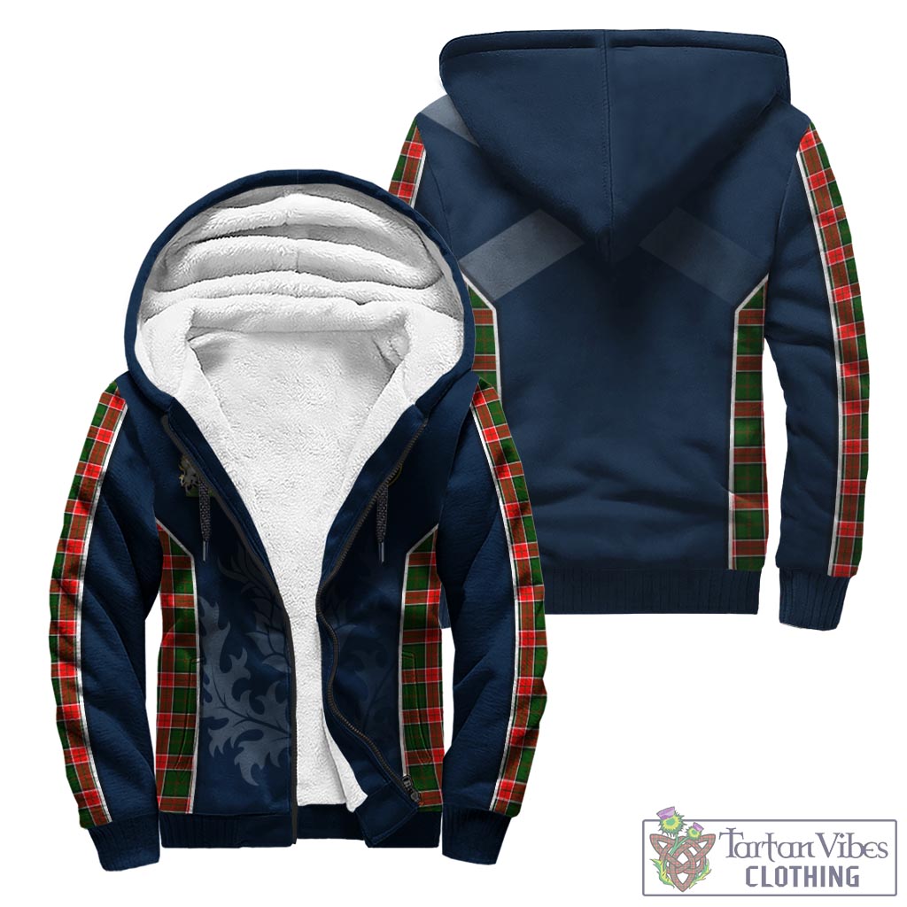 Tartan Vibes Clothing Pollock Modern Tartan Sherpa Hoodie with Family Crest and Scottish Thistle Vibes Sport Style