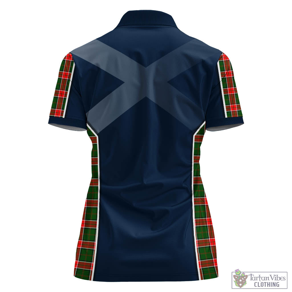 Tartan Vibes Clothing Pollock Modern Tartan Women's Polo Shirt with Family Crest and Scottish Thistle Vibes Sport Style