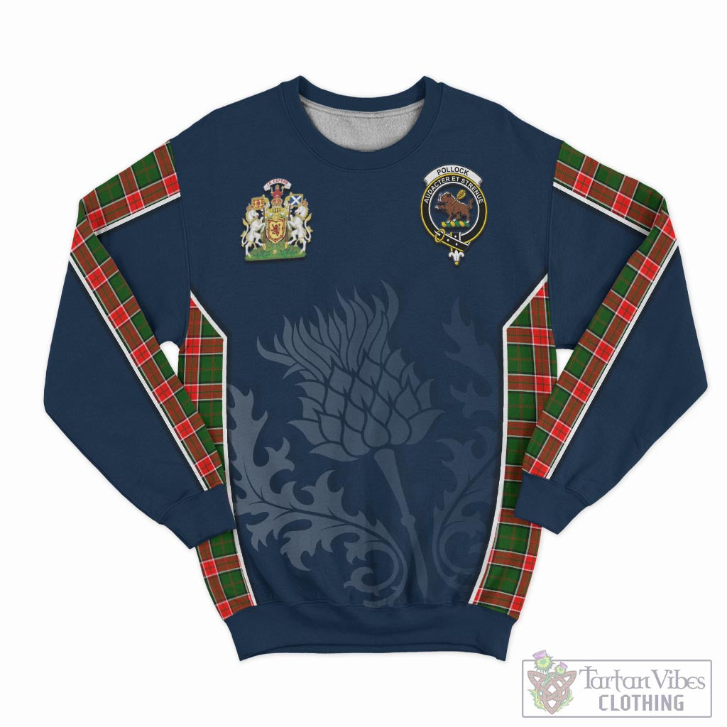 Tartan Vibes Clothing Pollock Modern Tartan Sweatshirt with Family Crest and Scottish Thistle Vibes Sport Style