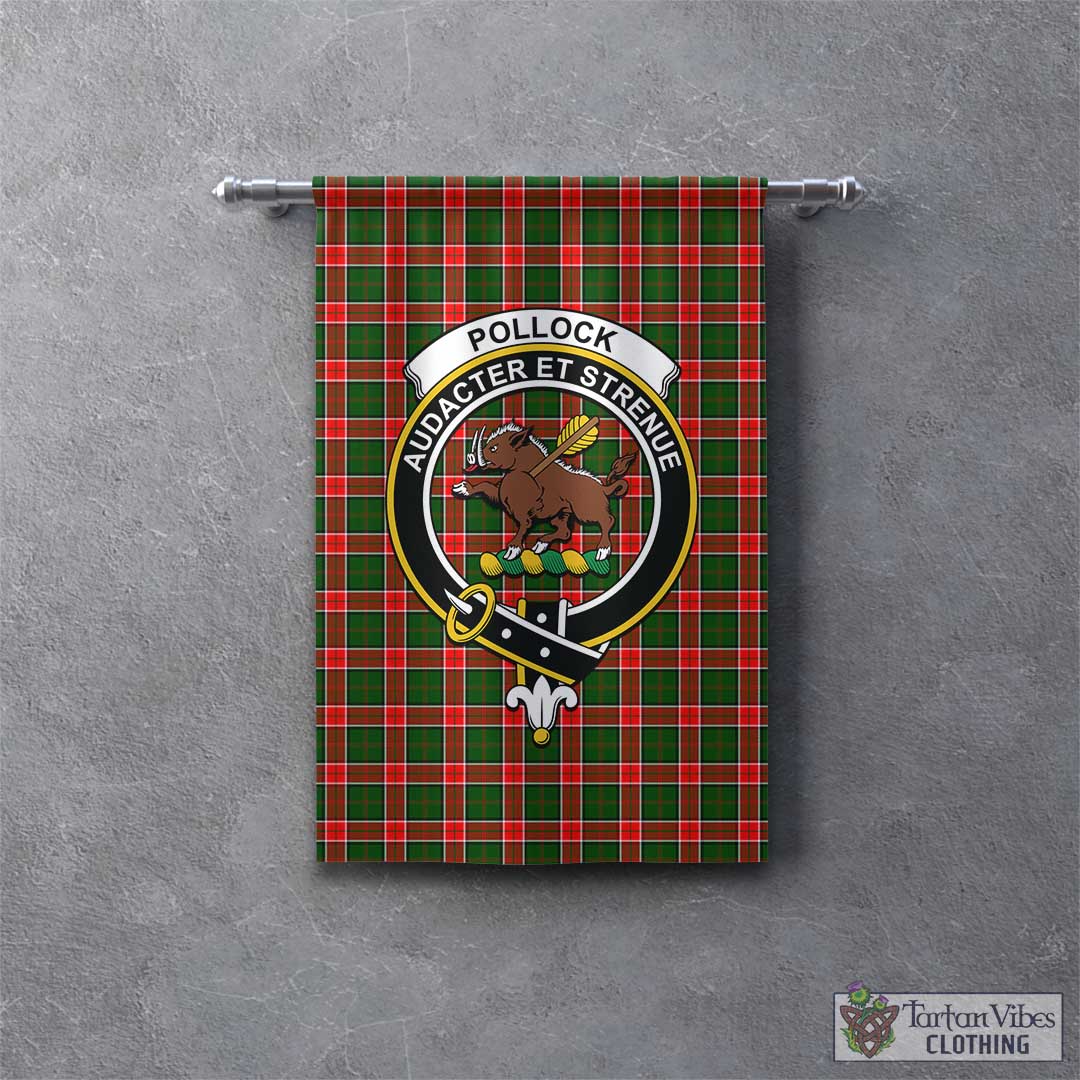 Pollock Tartan Gonfalon, Tartan Banner with Family Crest - Tartan Vibes Clothing