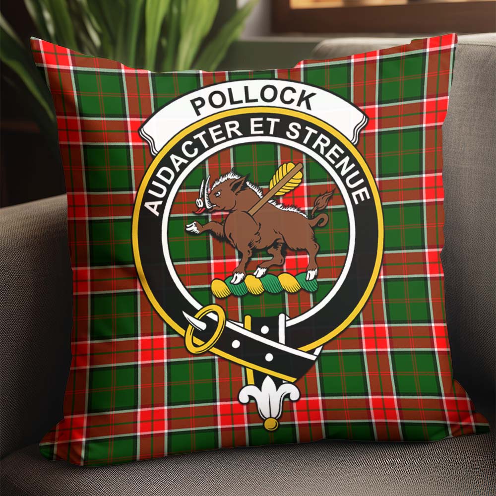 Pollock Modern Tartan Pillow Cover with Family Crest - Tartanvibesclothing