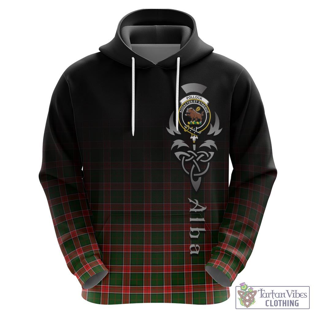 Tartan Vibes Clothing Pollock Modern Tartan Hoodie Featuring Alba Gu Brath Family Crest Celtic Inspired