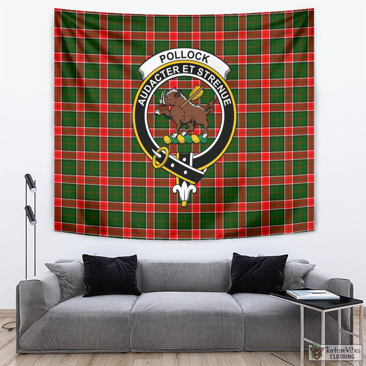 Tartan Vibes Clothing Pollock Modern Tartan Tapestry Wall Hanging and Home Decor for Room with Family Crest
