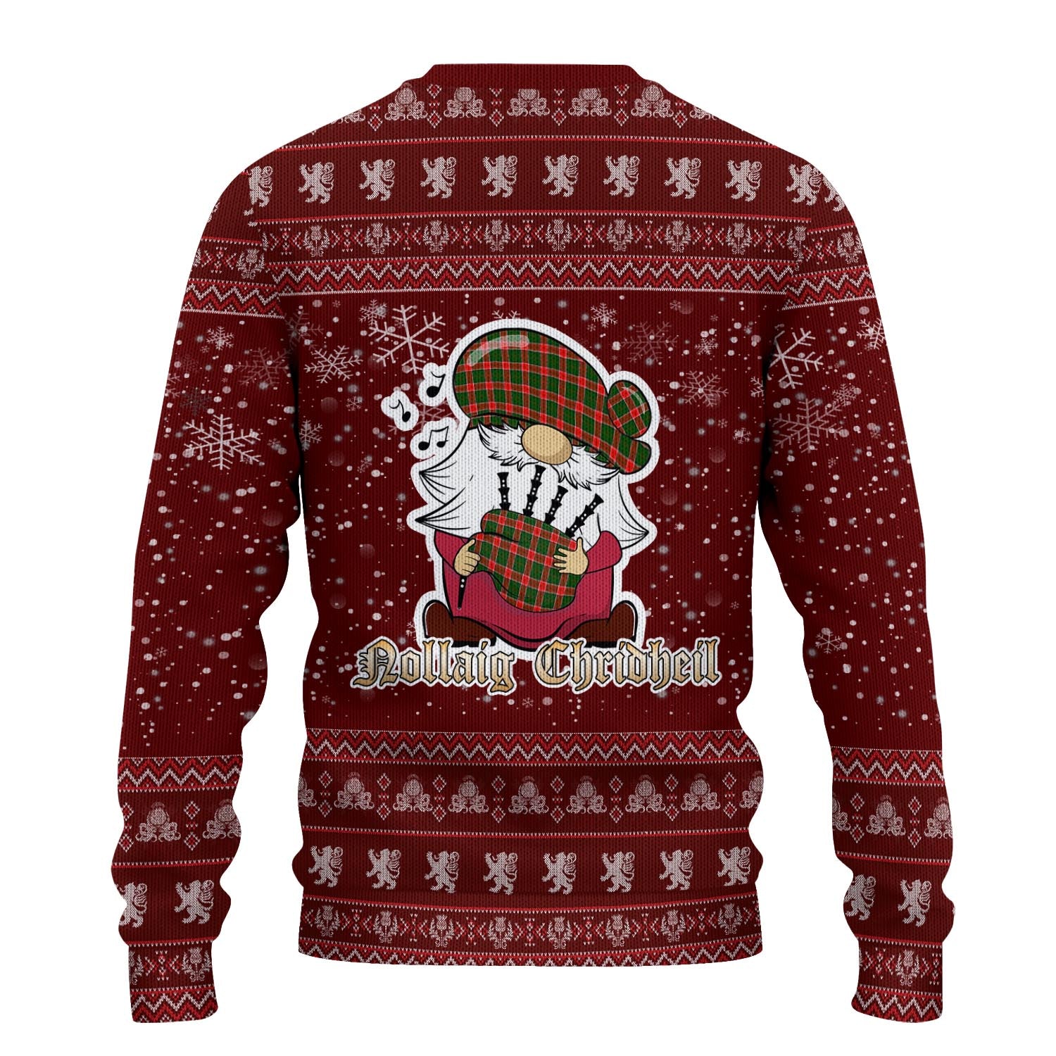 Pollock Modern Clan Christmas Family Knitted Sweater with Funny Gnome Playing Bagpipes - Tartanvibesclothing