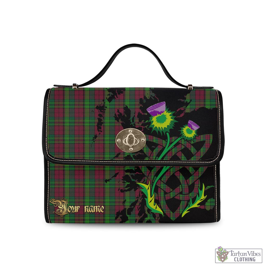 Tartan Vibes Clothing Pope of Wales Tartan Waterproof Canvas Bag with Scotland Map and Thistle Celtic Accents