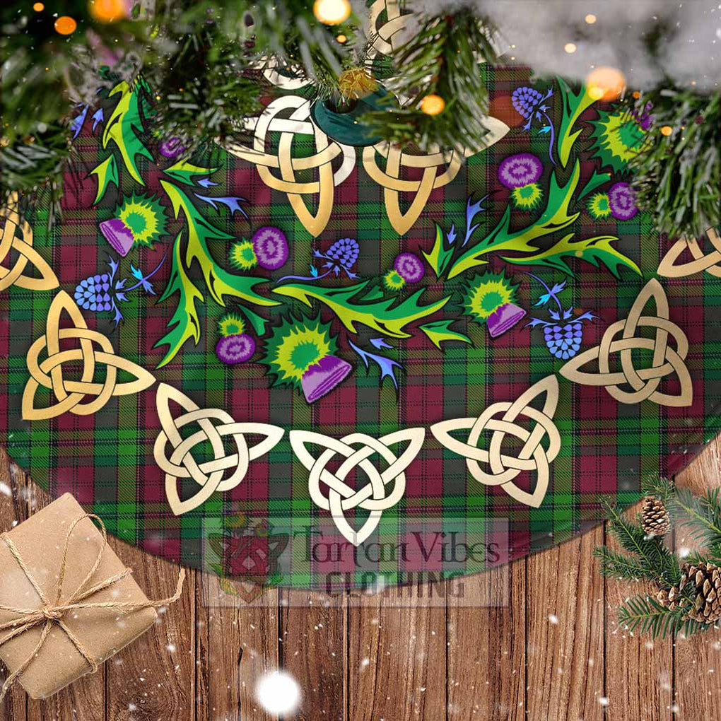 Tartan Vibes Clothing Pope of Wales Tartan Christmas Tree Skirt with Thistle Celtic Knot Style