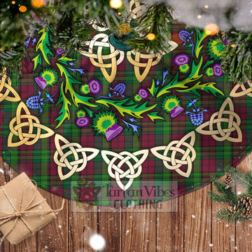 Pope of Wales Tartan Christmas Tree Skirt with Thistle Celtic Knot Style