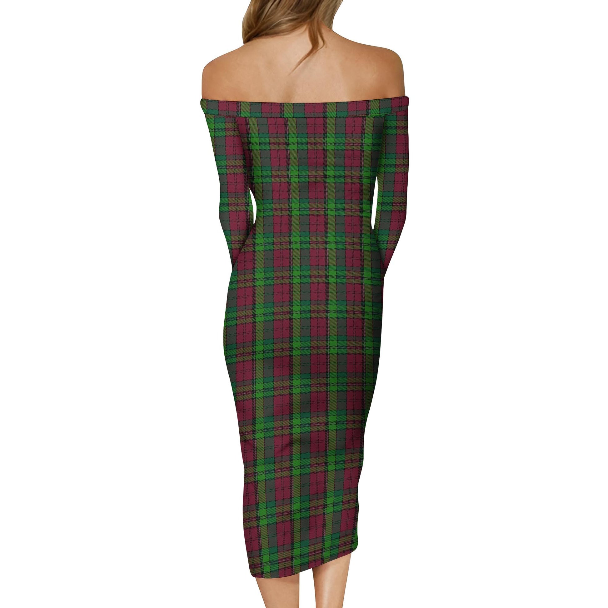 Pope of Wales Tartan Off Shoulder Lady Dress - Tartanvibesclothing