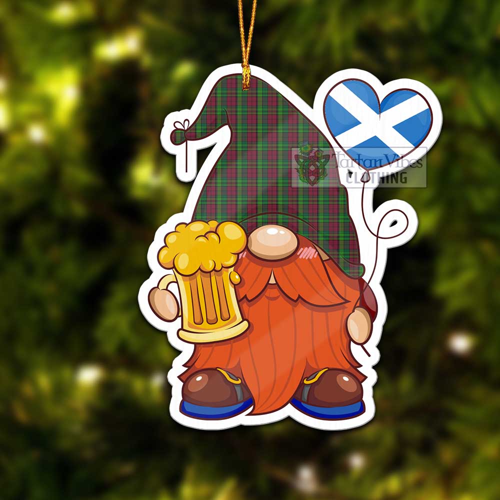 Tartan Vibes Clothing Pope of Wales Tartan Gnome Holding Beer Glass Christmas Ornament with Personalized National Flag