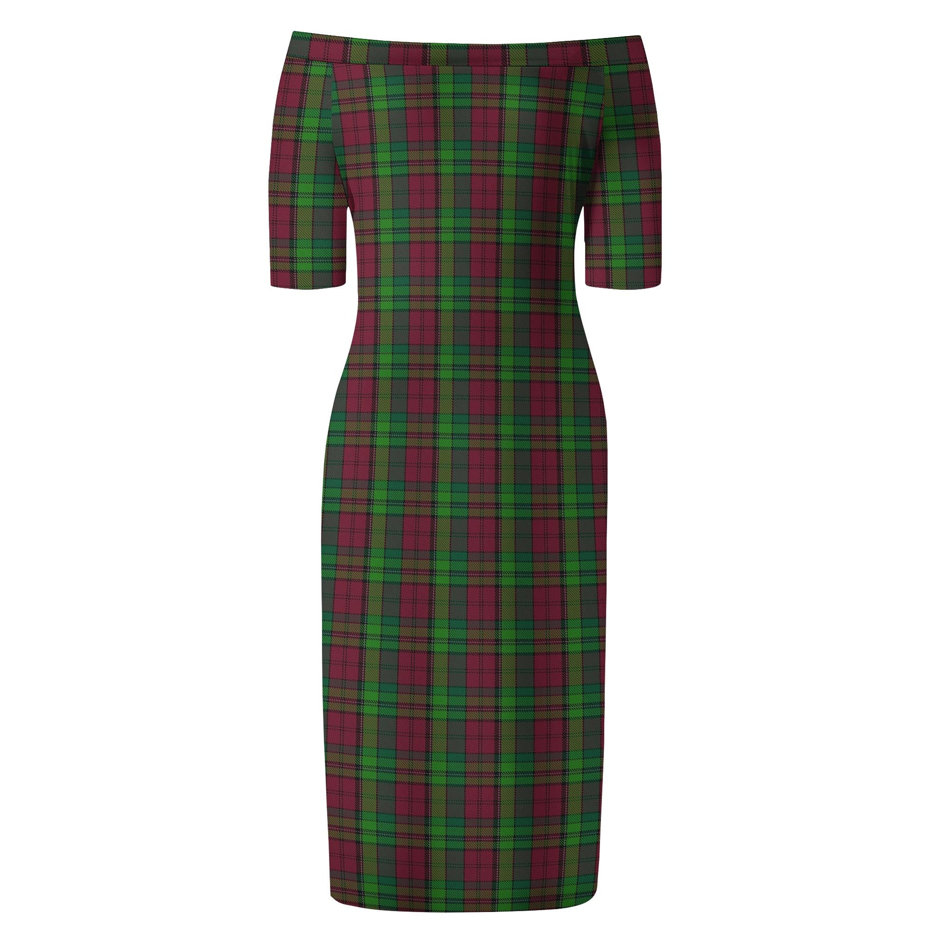 Pope of Wales Tartan Off Shoulder Lady Dress - Tartanvibesclothing