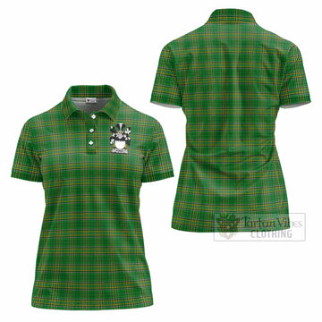 Power Irish Clan Tartan Women's Polo Shirt with Coat of Arms - Tartan Vibes Clothing