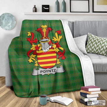 Poyntz Irish Clan Tartan Blanket with Coat of Arms - Tartan Vibes Clothing
